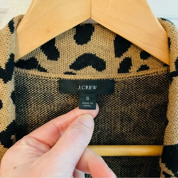 J.Crew Sophie Open-Front Leopard Sweater Blazer Relaxed Fit Wool Blend Small - Picture 4 of 6
